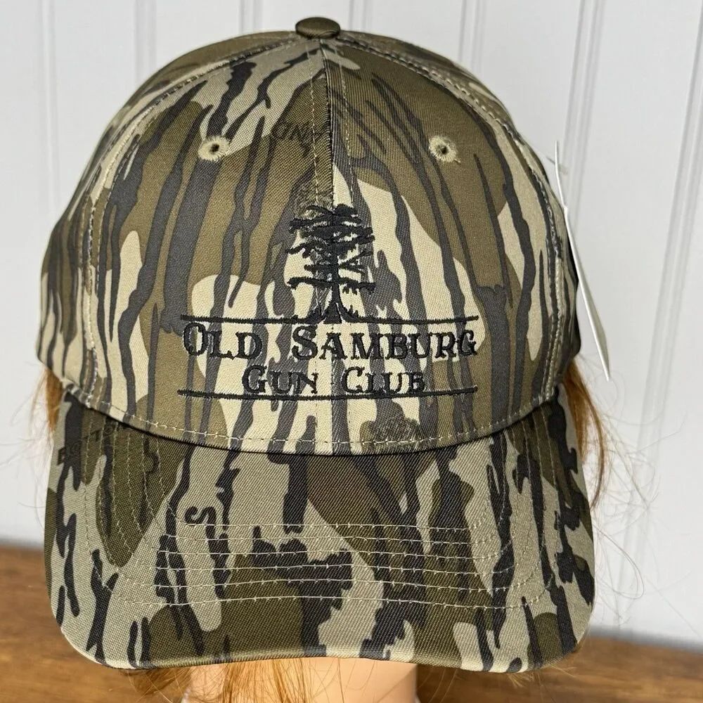 Old Samburg Gun Club Hat Cap Snapback Mossy Oak Country Bottomland Camouflage